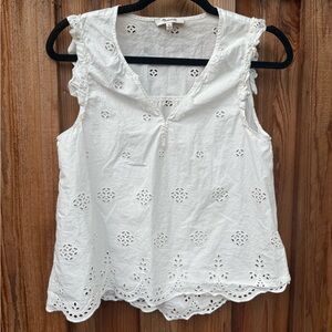 Madewell White Eyelet Ruffle Sleeve Blouse